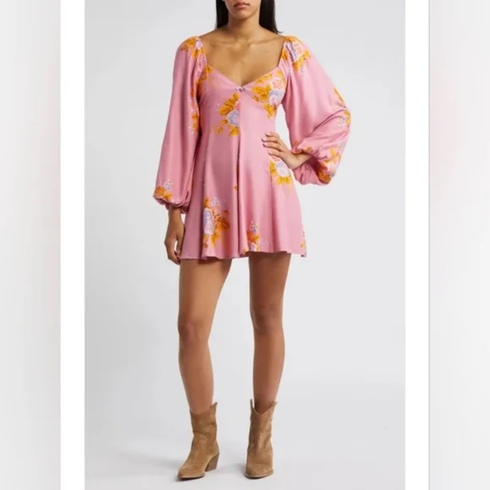 NWOT Free People Francesca Floral Print Long Sleeve Dress